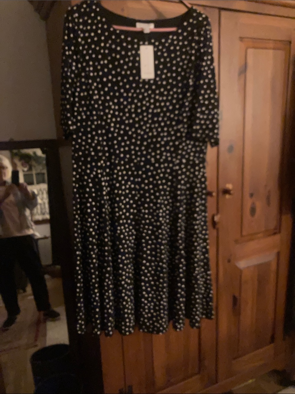 Charter Club Black Polka Dot Midi Dress